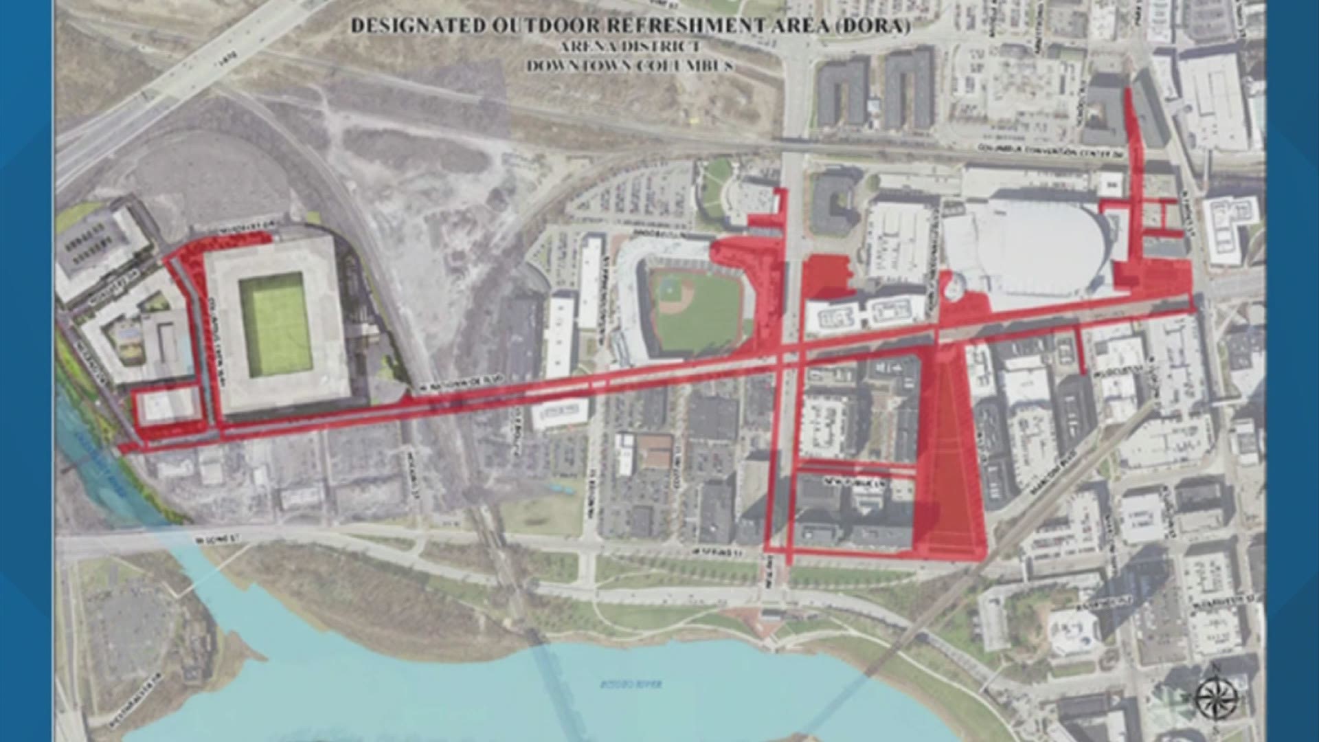 This area would run along Nationwide Blvd. and include Nationwide Arena, Huntington Park and New Crew Stadium during home games.