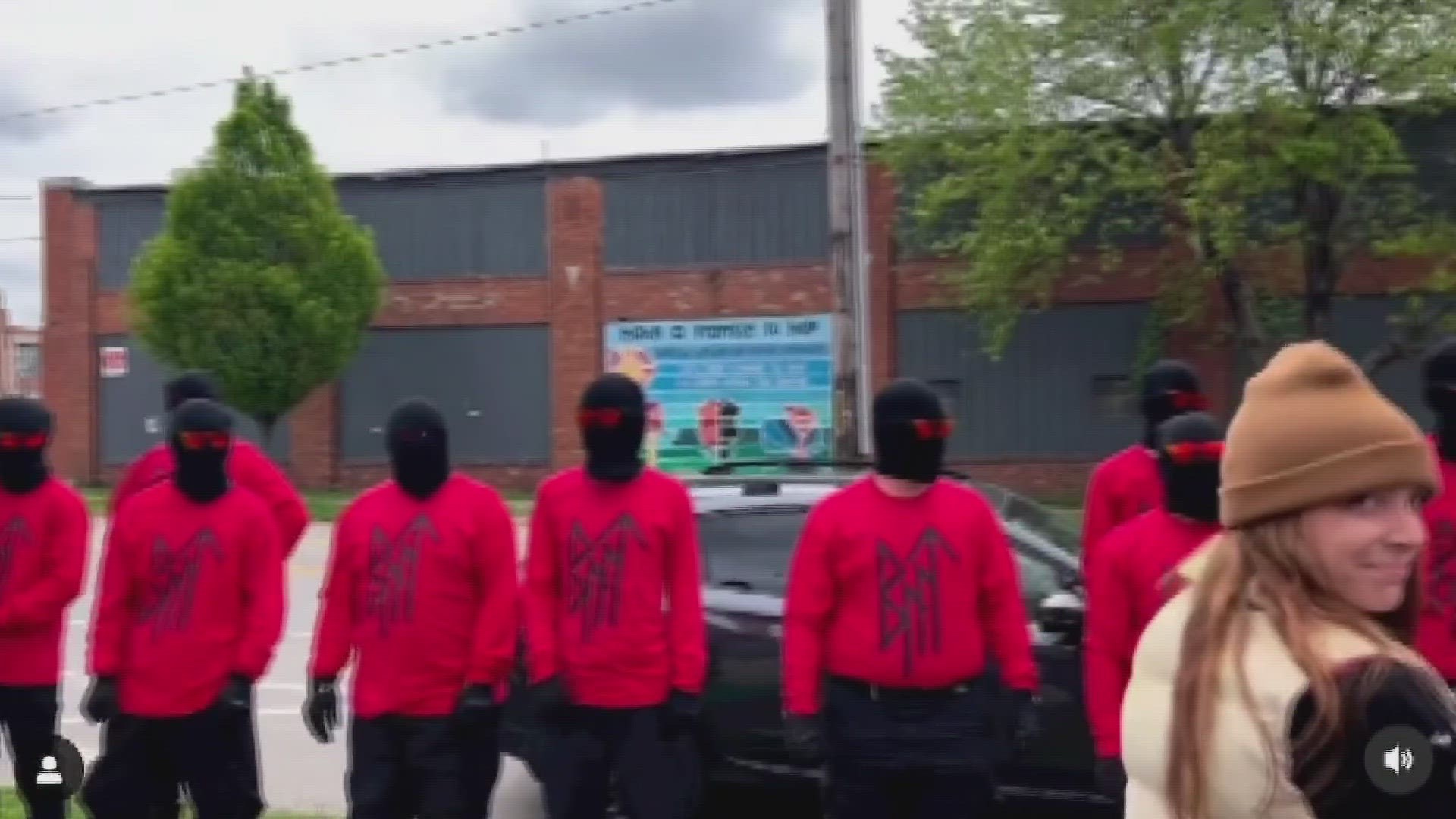 Video obtained by 10TV shows the group as they chanted and held flags with swastikas.