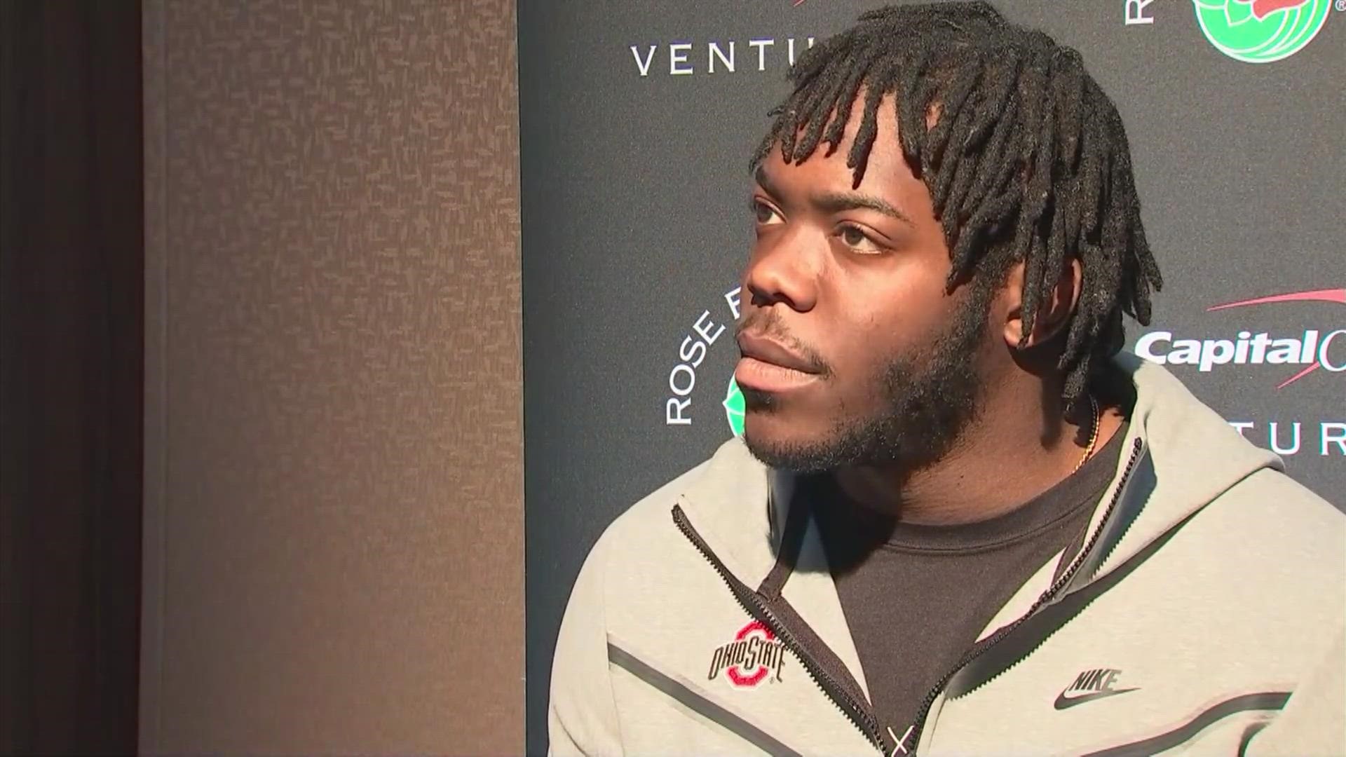 Harrison and other defensive players from Ohio State met with the media on Tuesday to discuss the game against Utah.