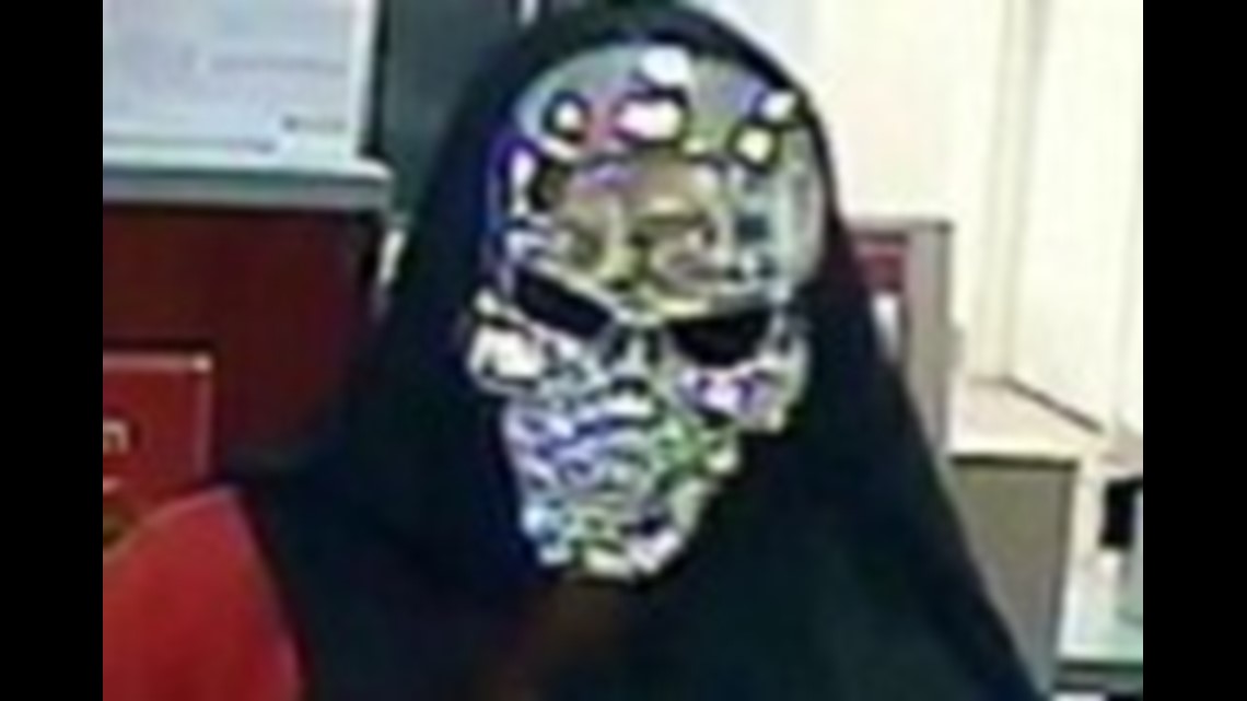 Man Wearing Skeleton Halloween Mask, Orange Shirt Robs Gahanna Bank