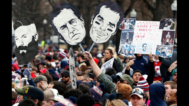 Huge crowds in Boston to celebrate Patriots' 6th Super Bowl