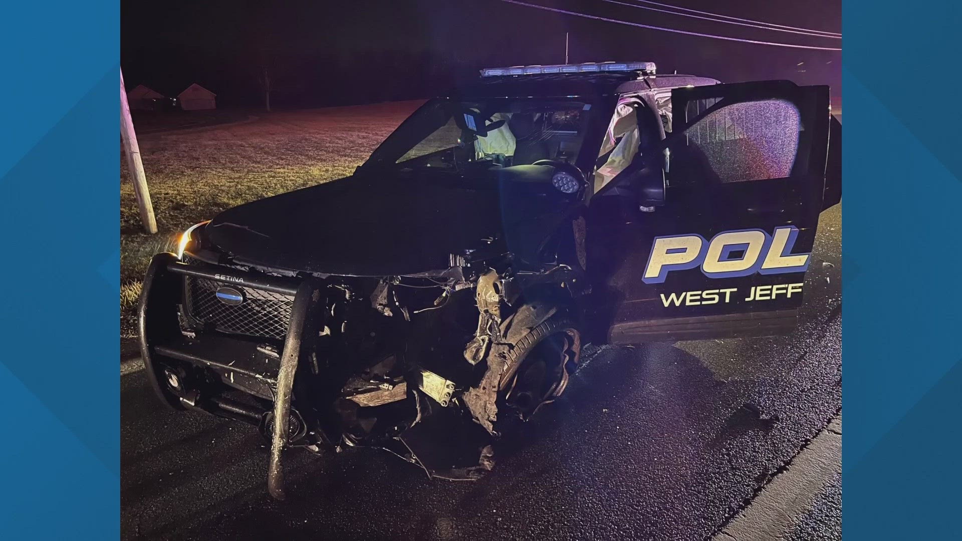 A police officer was injured when his vehicle was struck by a wrong-way driver in Madison County late Sunday night.