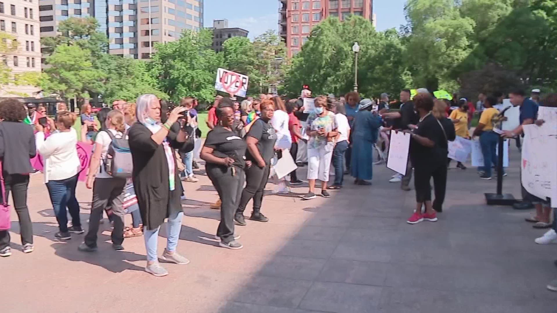 Several organizations and people showed up at the Statehouse on Thursday, protesting a bill that would change state elections.