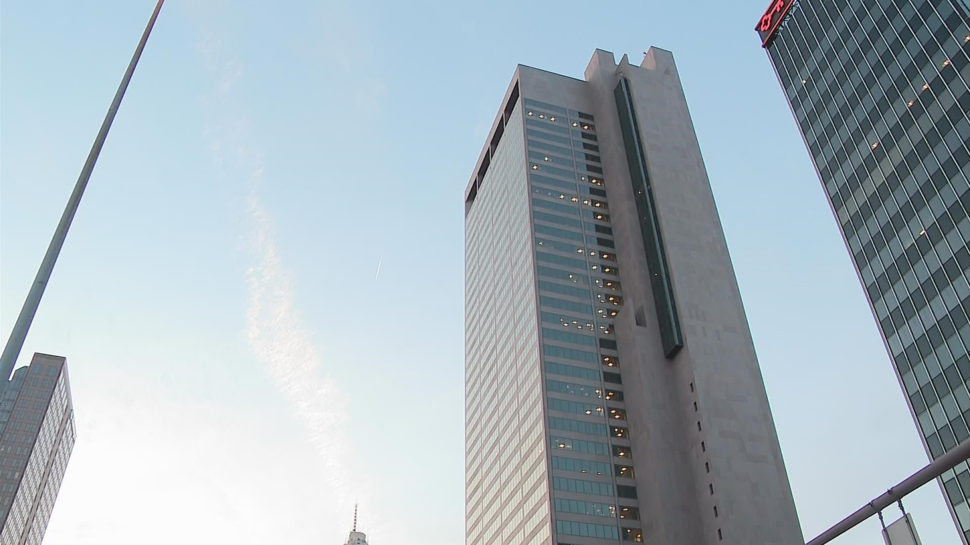 The Rhodes state office tower is 41 stories high, making it the city's tallest building.