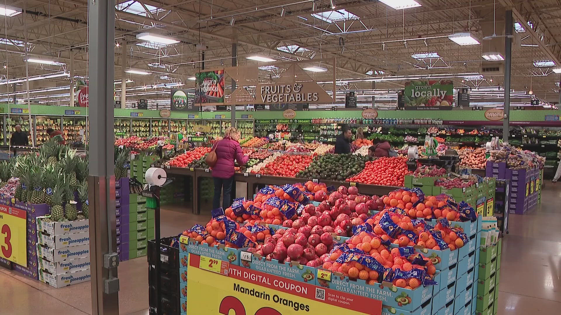 Grocery stores are packed as shoppers get last-minute items on Thanksgiving Eve.