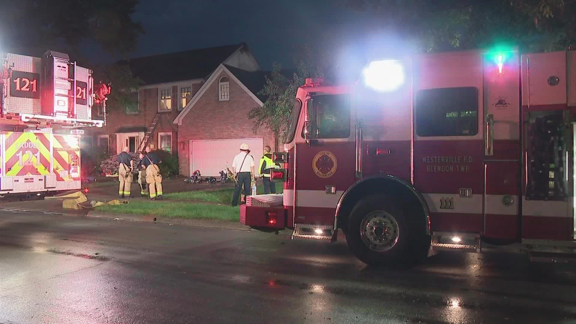 A fire in the attic of a Westerville home Sunday evening was caused by a lightning strike, according to the Westerville Division of Fire.