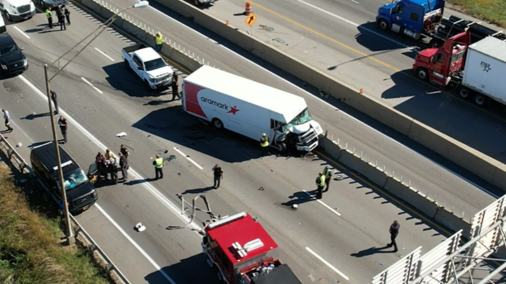 The Ohio State Highway Patrol said the crash on I-75 south of the exit for the University of Dayton was reported shortly after 11 a.m. Monday.