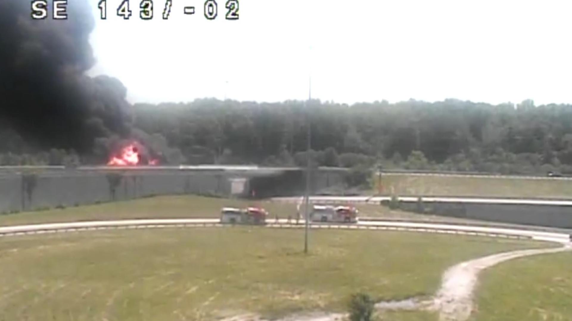 The Columbus Division of Police is searching for a black pickup that they say was involved in a fiery crash on Interstate 270 on the northeast side.
