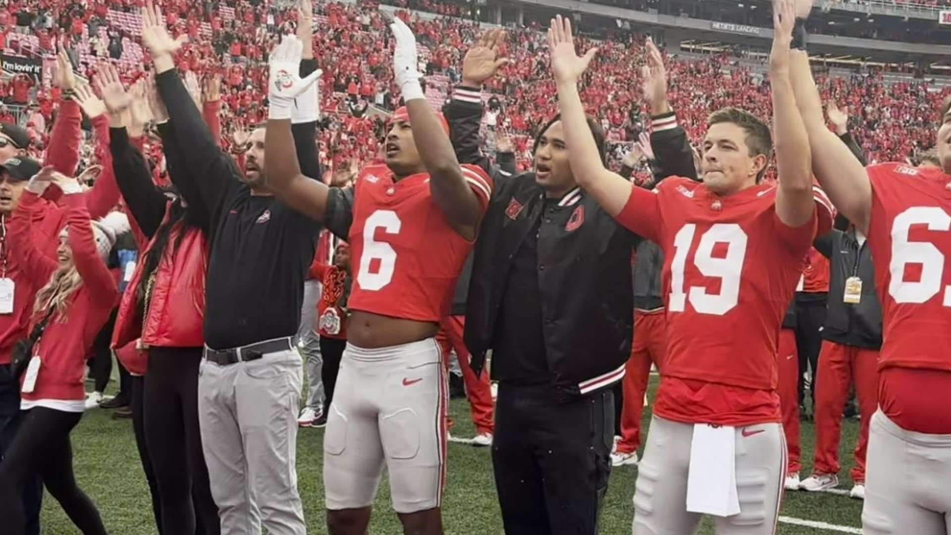 Former Ohio State quarterback C.J. Stroud joined the Buckeyes in the south end of the 'Shoe after Ohio State defeated Penn State 20-12.