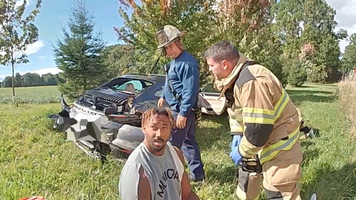 Bodycam video shows aftermath of rollover crash involving Myles Garrett