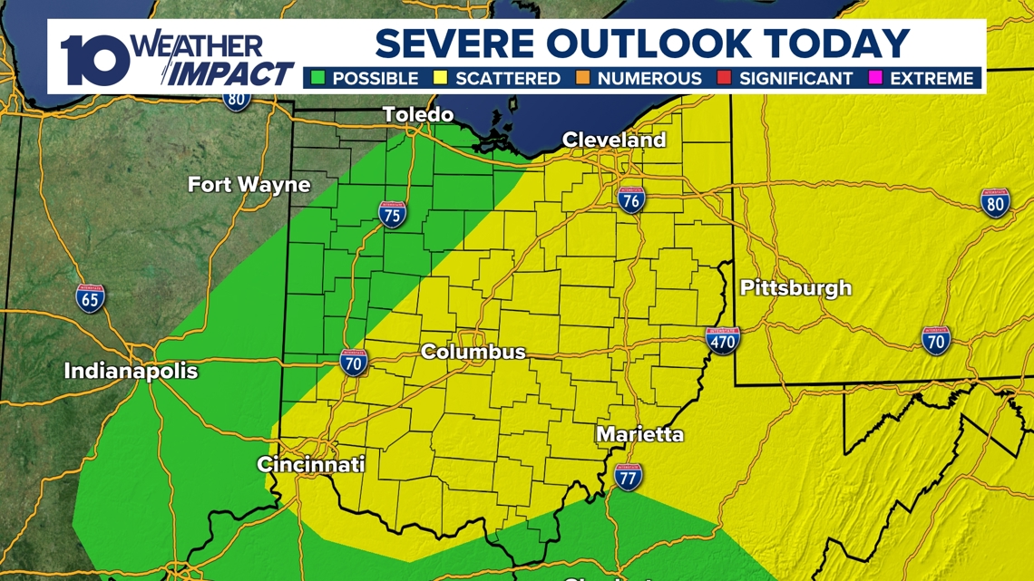 Strong thunderstorms move out of central Ohio tonight