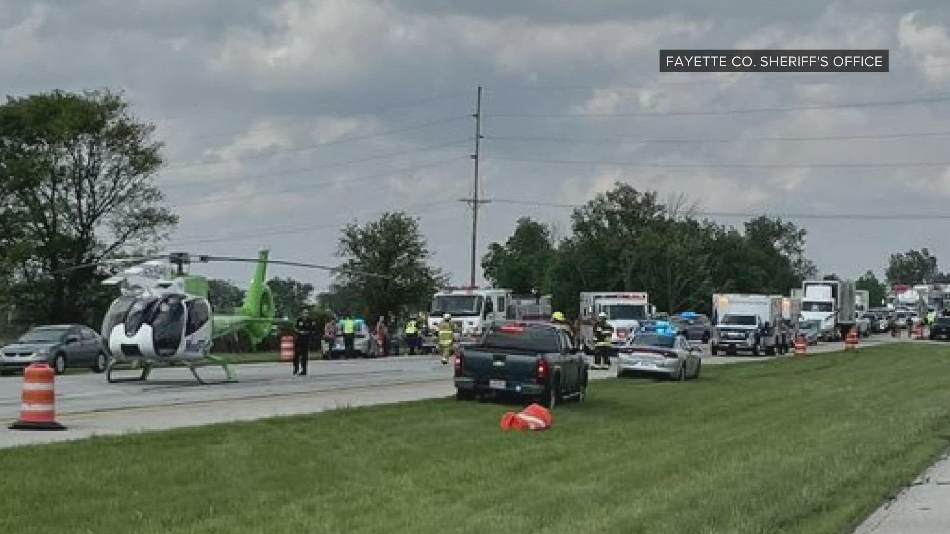 All lanes of I-71 South between state Route 35 and state Route 41 interchange were closed for over an hour after the crash.