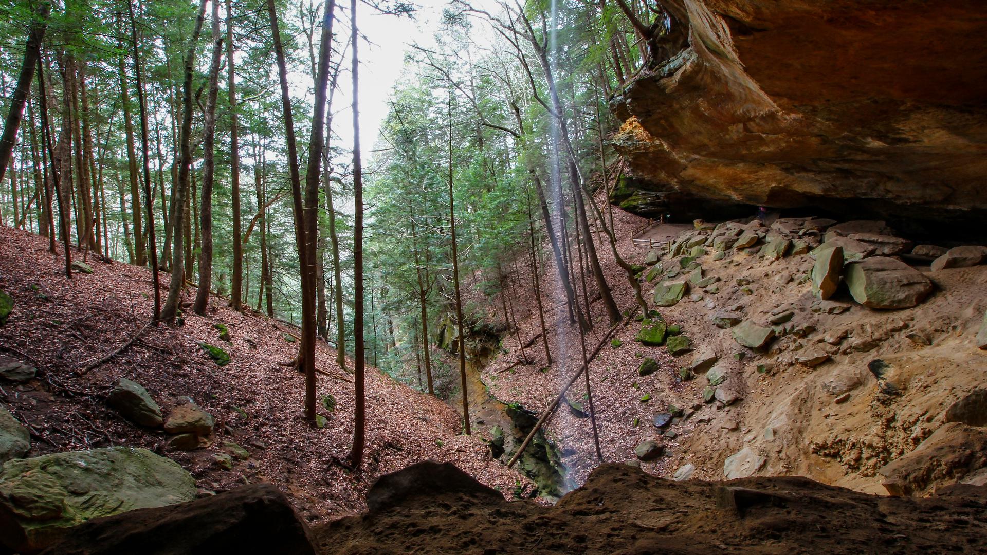 The 4.5-mile loop is listed as “difficult” and has a swinging bridge, the region's second-largest cave and a 105-foot seasonal waterfall along the route.