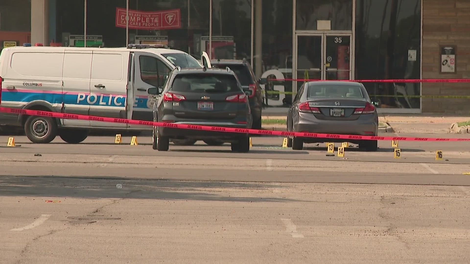 A CPD officer was injured during an exchange of gunfire at a south Columbus shopping center on Wednesday. The suspect was killed in the shooting.
