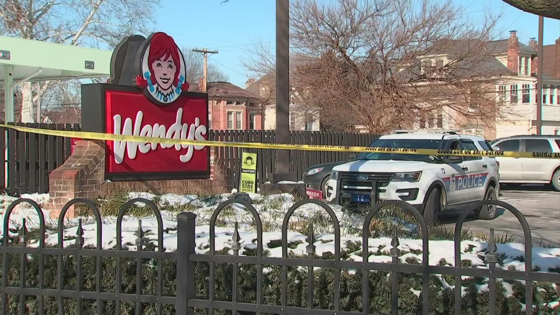 The shooting took place around 10:10 a.m. in the parking lot near the drive-thru of the Wendy’s located at 1054 E. Broad Street.