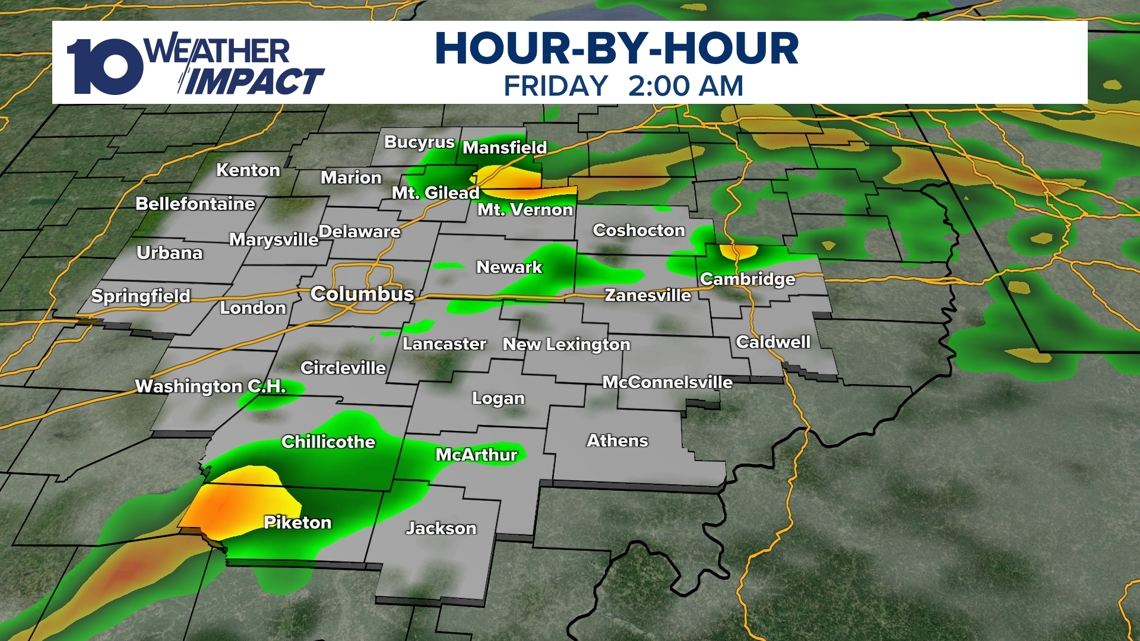 Hour-by-hour forecast Friday 2/20/2026 at 2 a.m.