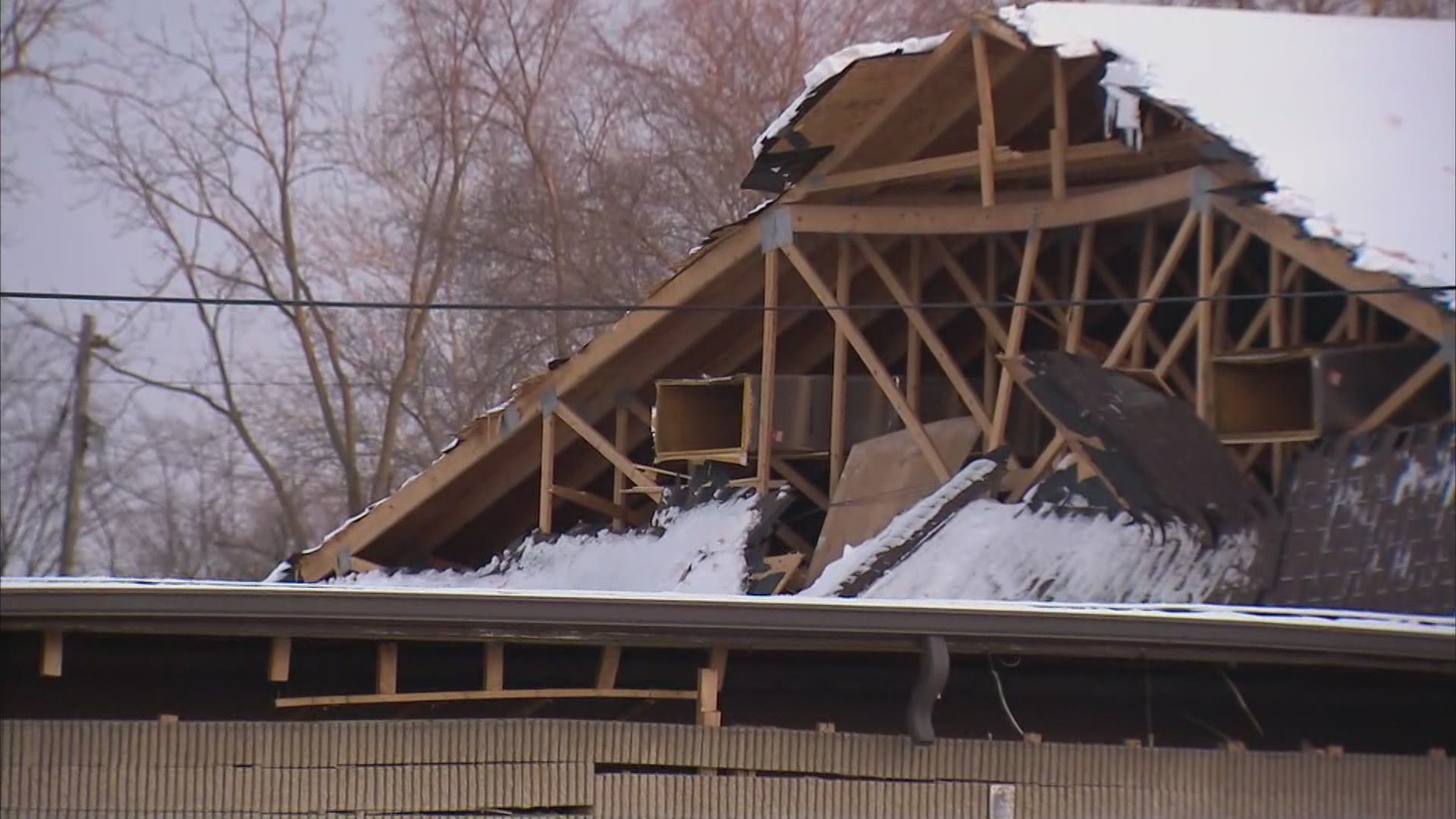 Columbus Division of Fire Battalion Chief Steve Martin says snow and ice are believed to have contributed to the roof's collapse.