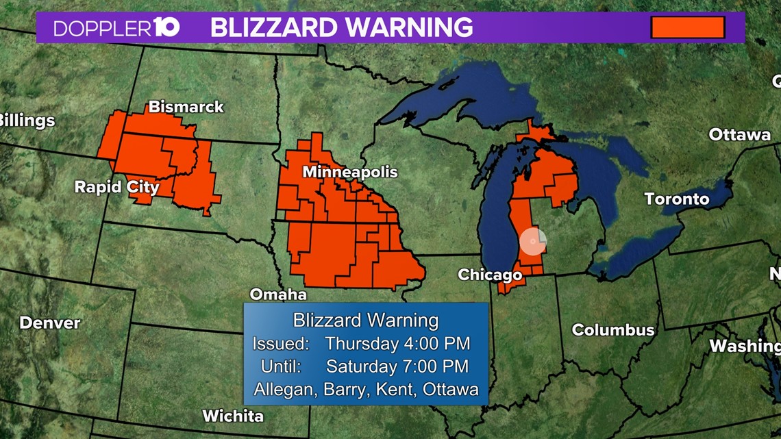 What kind of weather conditions brings a blizzard warning?