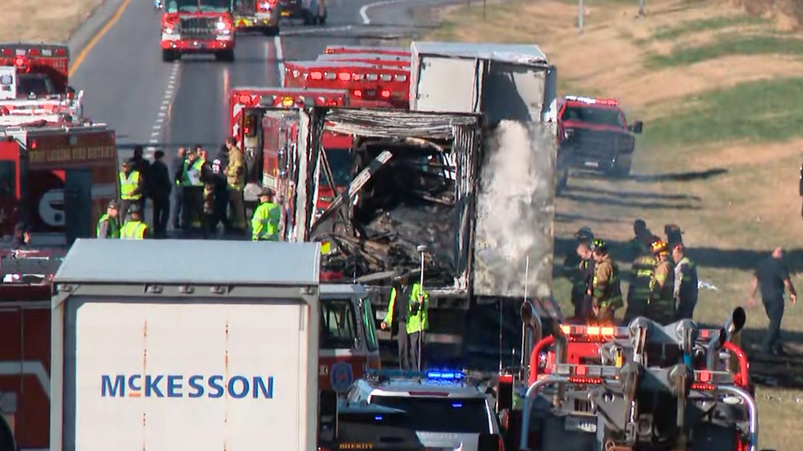 Deadly I70 Ohio crash Semi rearends bus carrying students