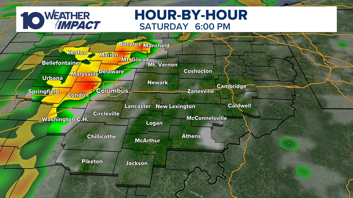 Dark clouds over a city skyline