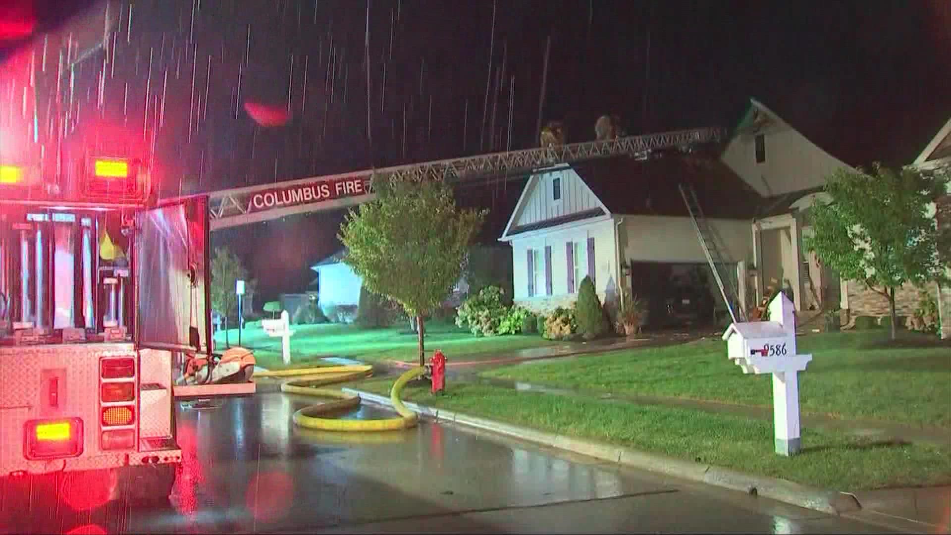 Fire officials believe lightning struck the front right side of the house. Investigators are looking into an official cause of the fire.