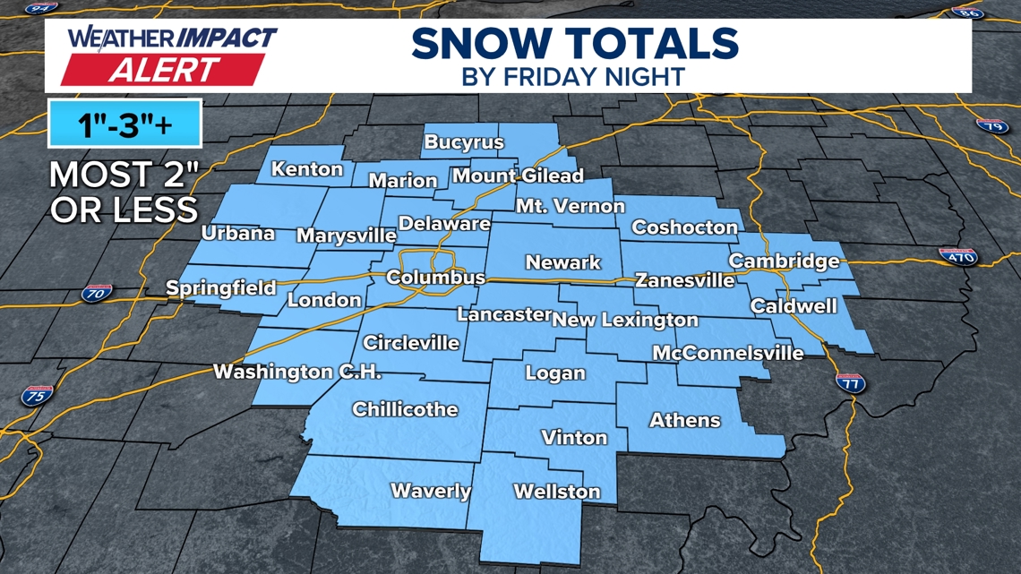 Snowfall forecast for Friday 2/6/2026.