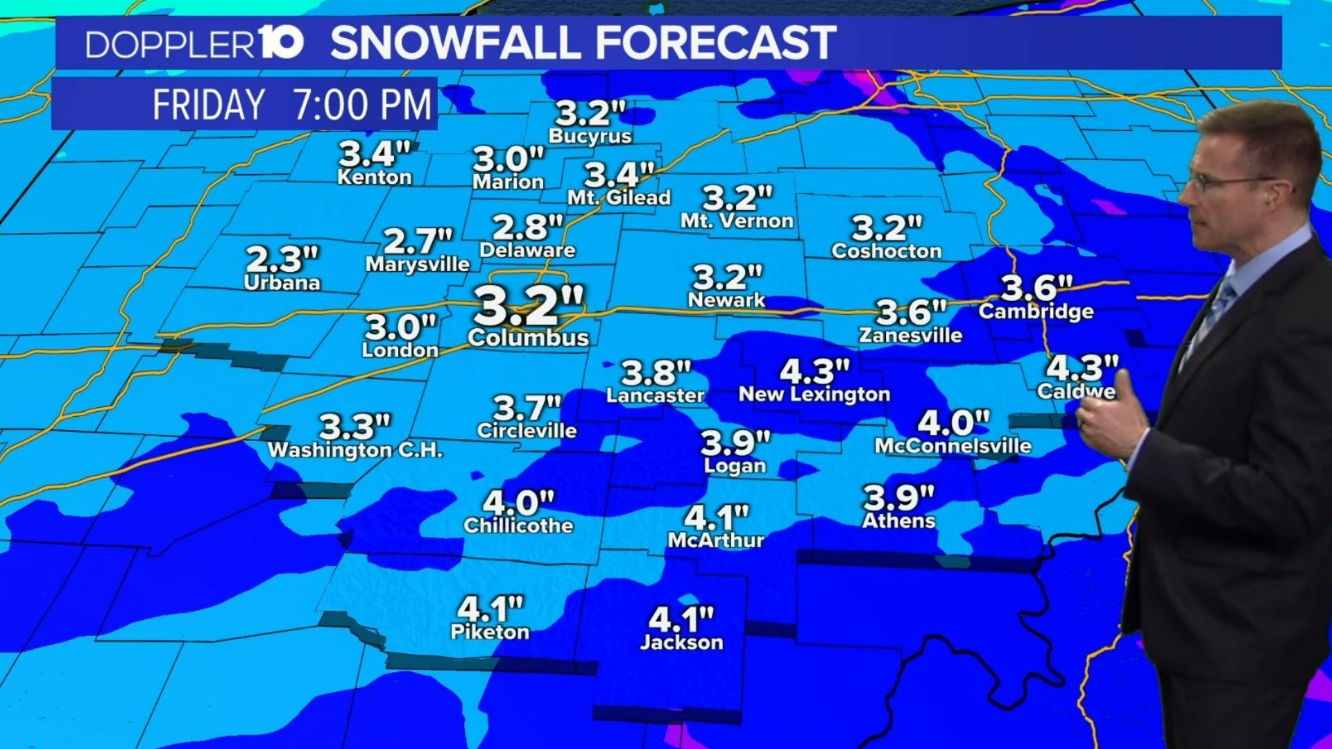 Central Ohio could see up to 4 inches of accumulating snow between Thursday and Friday.