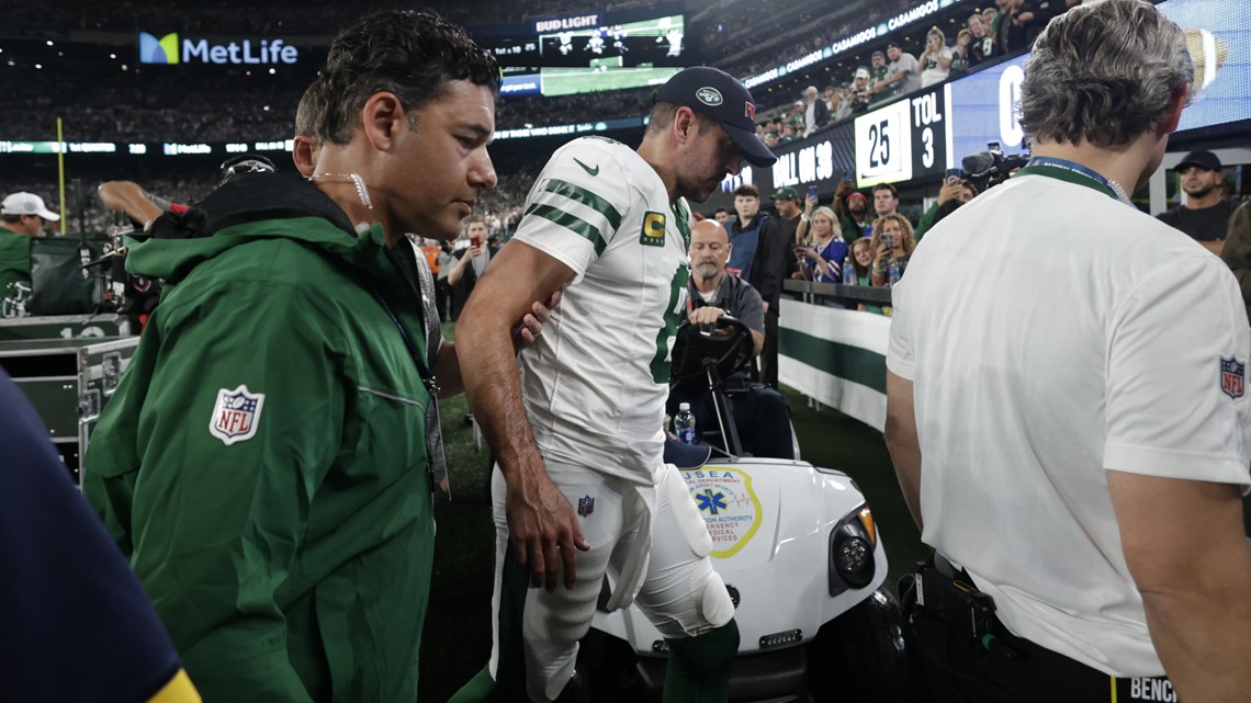 Jets' Aaron Rodgers is OUT FOR THE YEAR: MRI confirms the $75million  quarterback, 39, ruptured his Achilles tendon just four plays into the  season