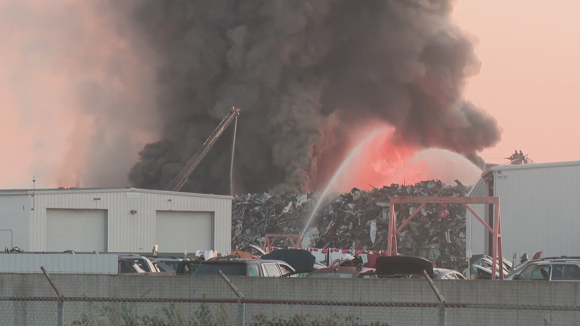 The cause is still preliminary at this time, though firefighters say it started in a 60 to 80-foot pile.