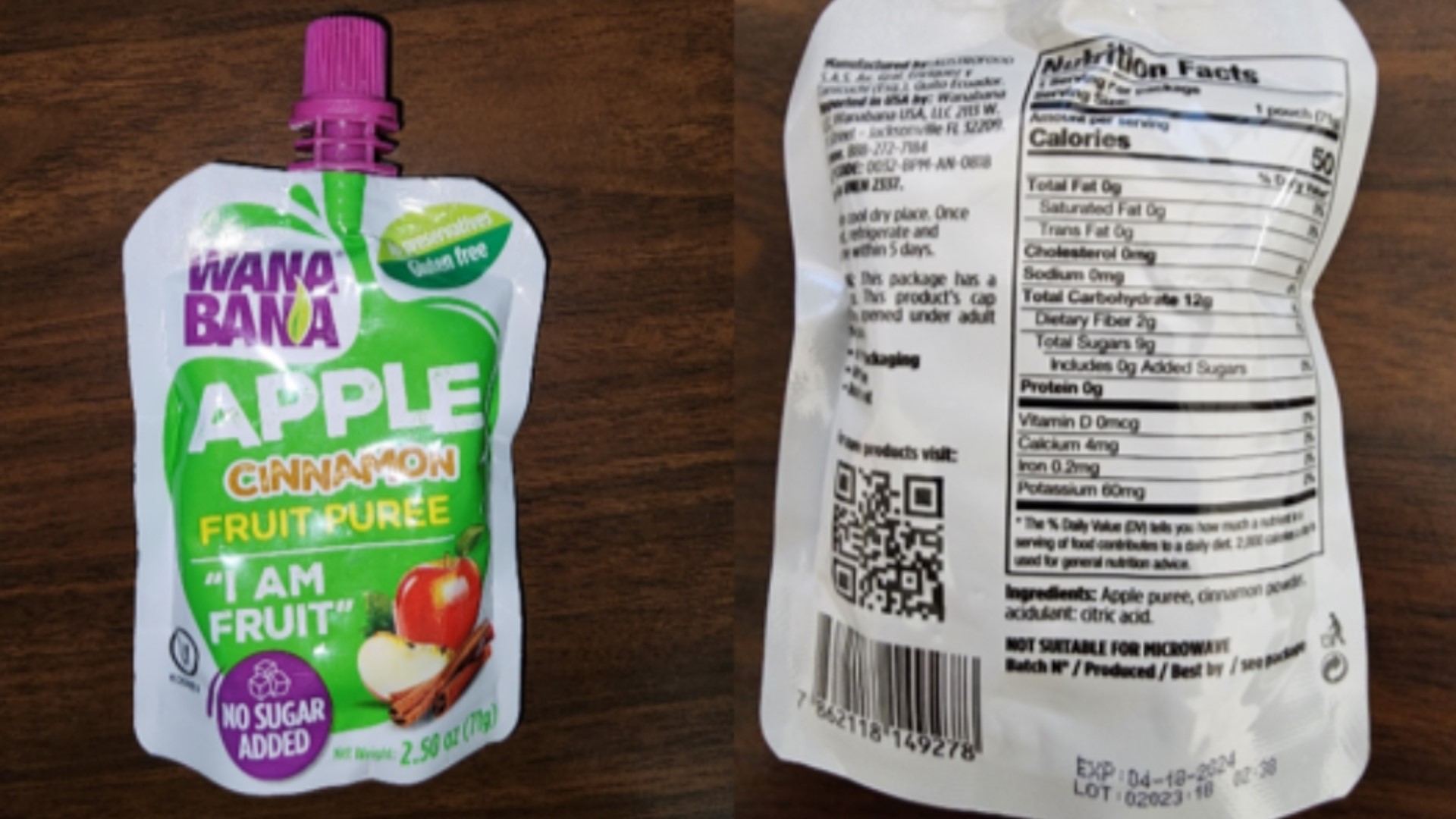 The fruit puree pouches were sold nationwide at several major retailers including Sam's Club, Dollar Tree and Amazon.