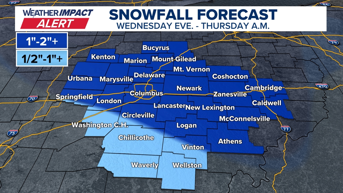 Some parts of Central Ohio could see up to 2 inches of snow heading ...