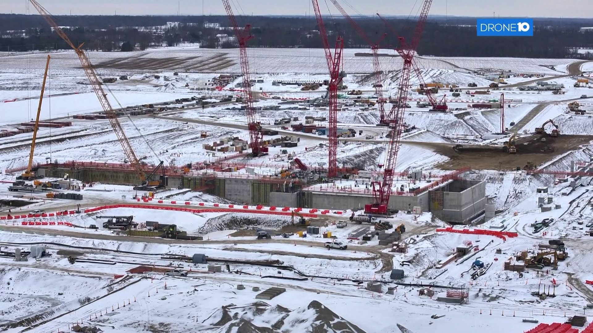 Construction crews continue to make progress on the Intel chip manufacturing site in Licking County.