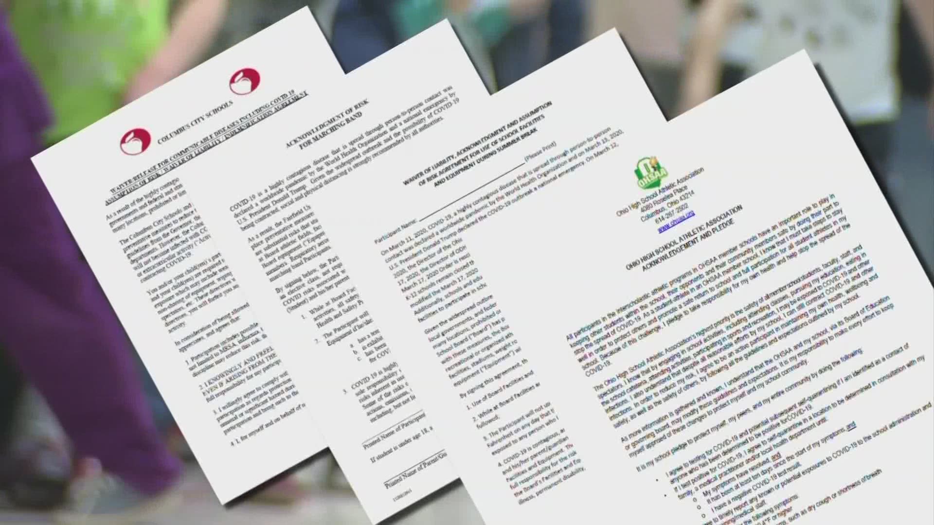 Some school districts are asking parents and students to sign liability waivers.