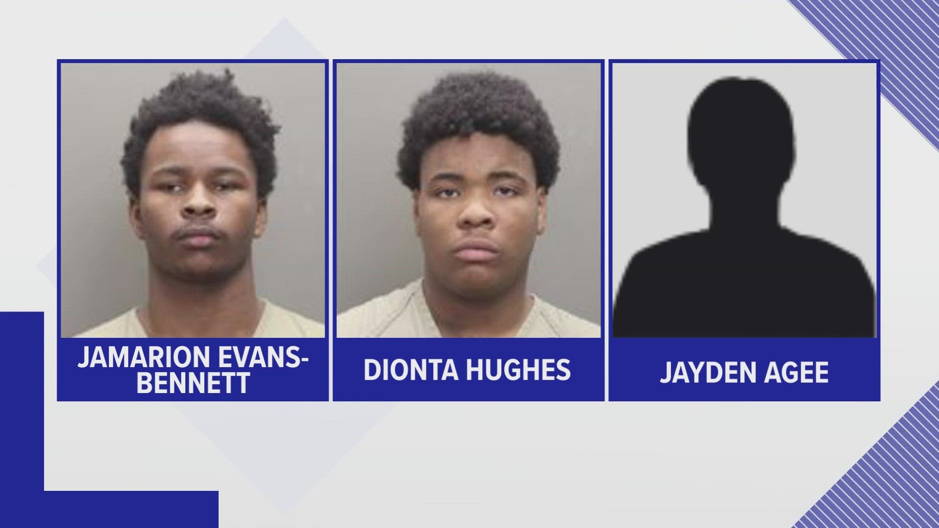 Dionta Hughes, 18, Jamarion Evans-Bennett, 19, and Jayden Agee, 17 were arrested Wednesday on murder charges.