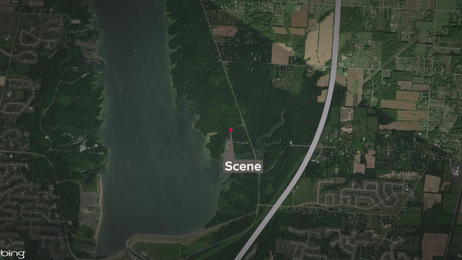 Four people were duck hunting on the west side of Alum Creek when their boat started taking on water.