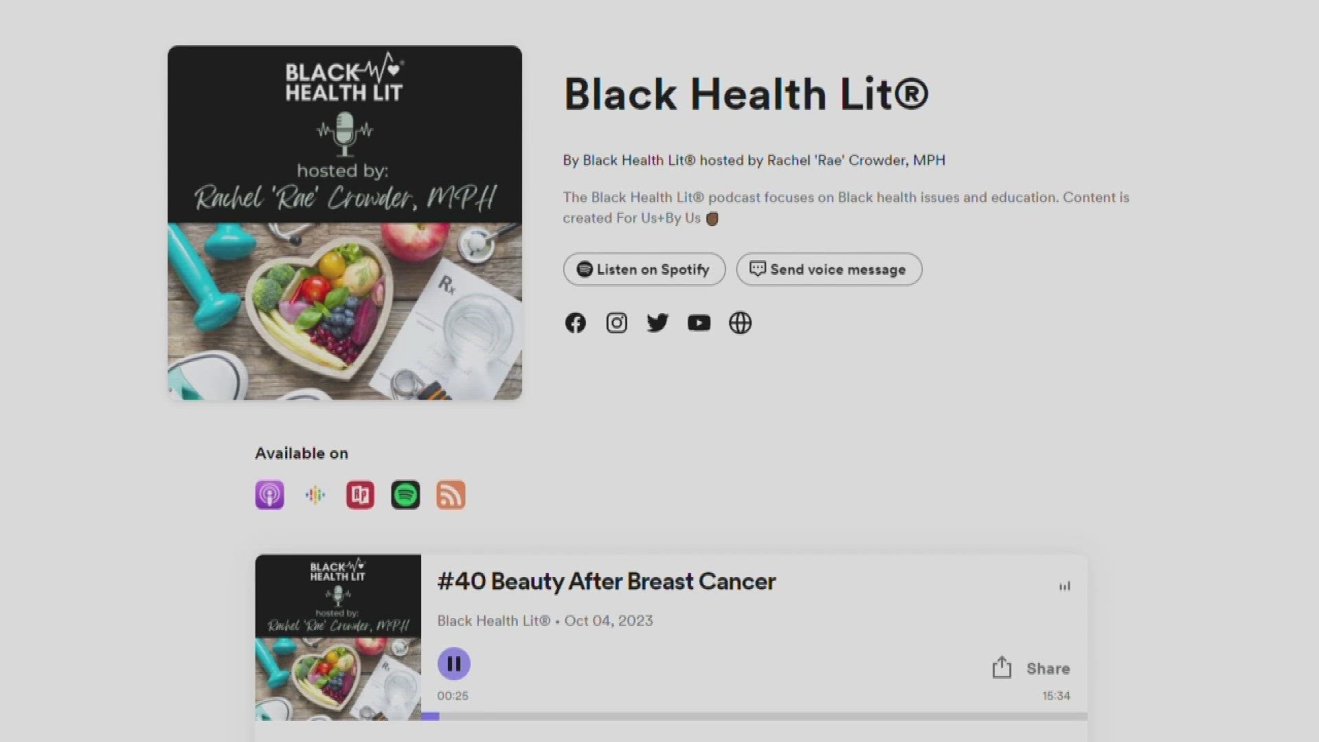 Breast cancer survivor promoting health literacy on podcast