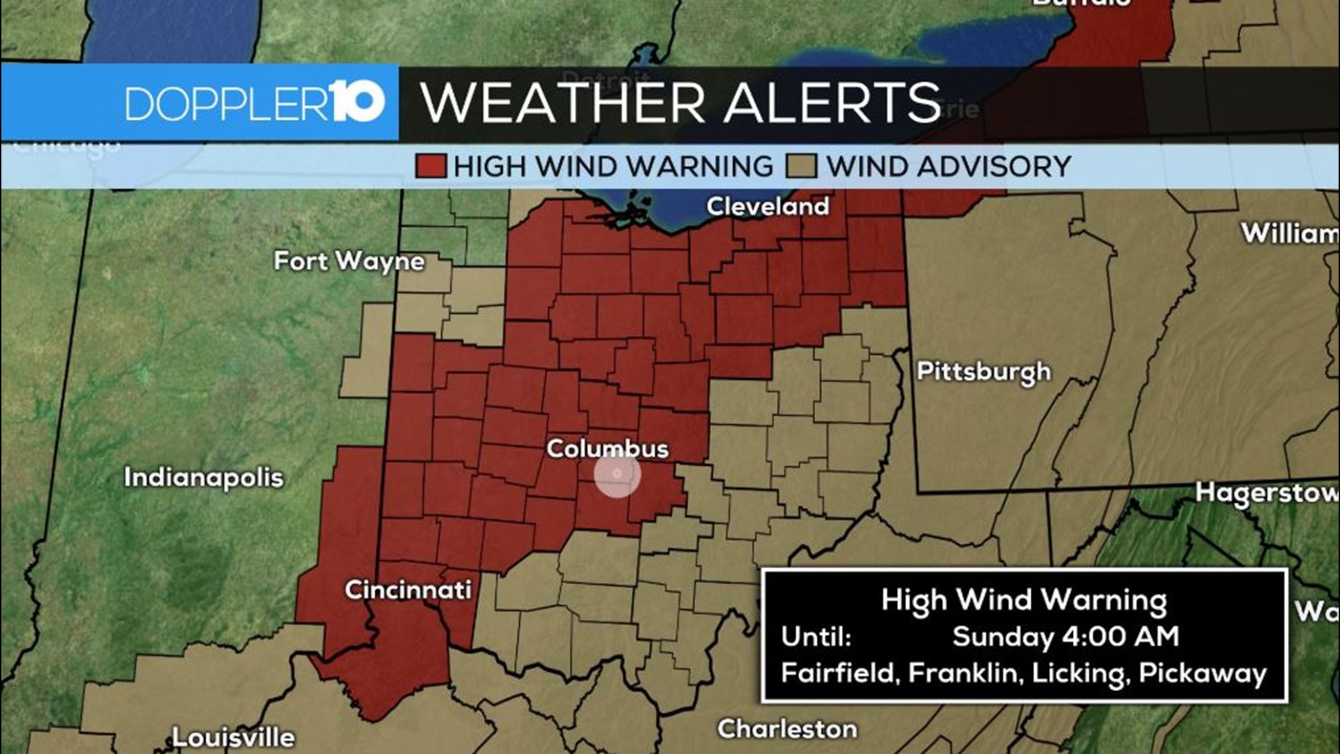 High Wind Warning Issued For Most Of Central Ohio Through 4 Am