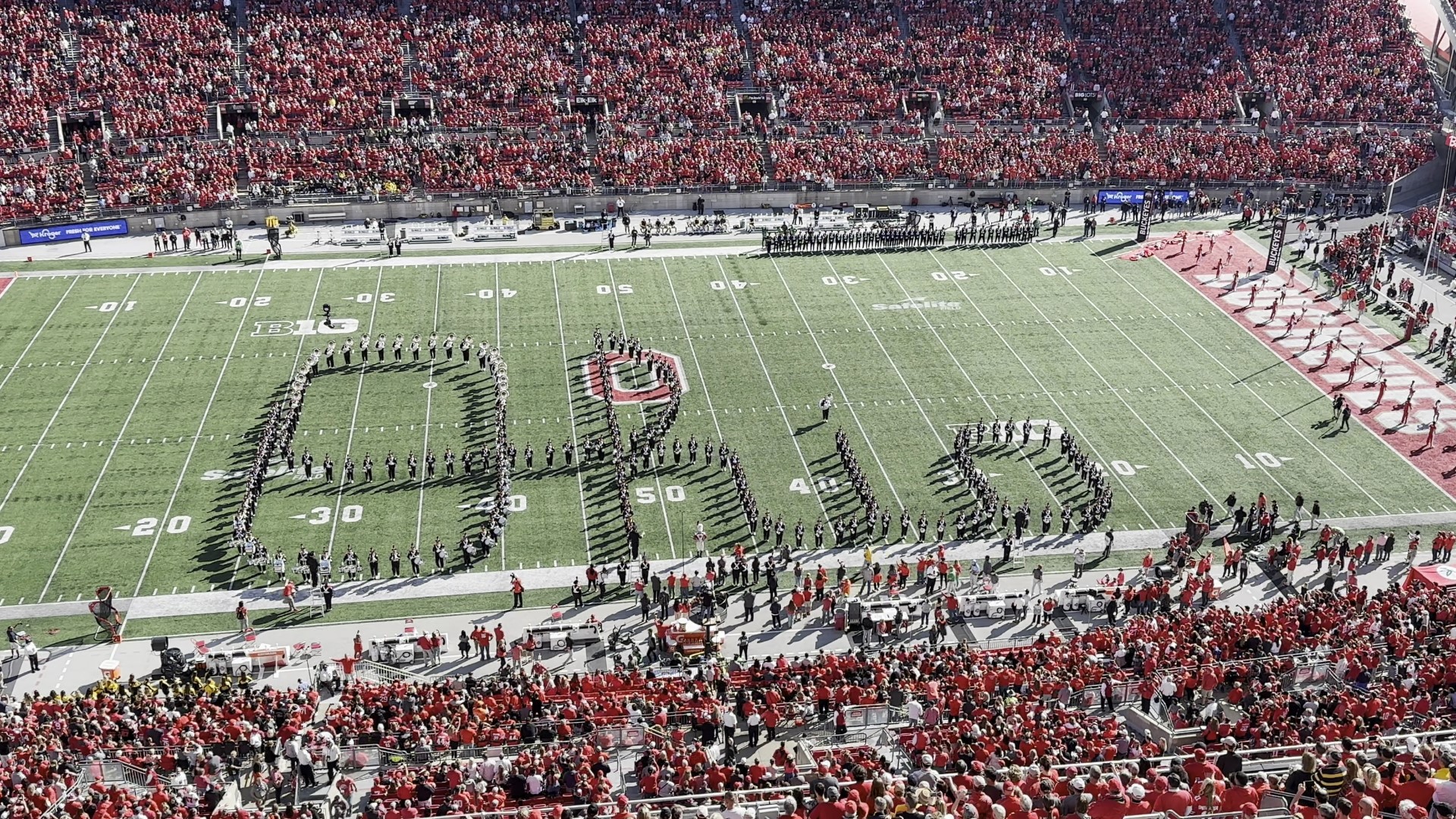 The Best Damn Band In The Land performs "Script Ohio" before the Ohio State-Iowa game on Saturday, Oct. 22.