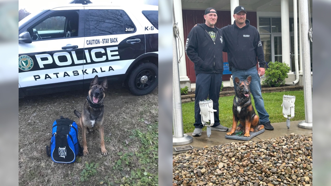 K-9 Joker was honored during the dedication and opening of a special K-9 and First Responder Memorial on Wednesday.