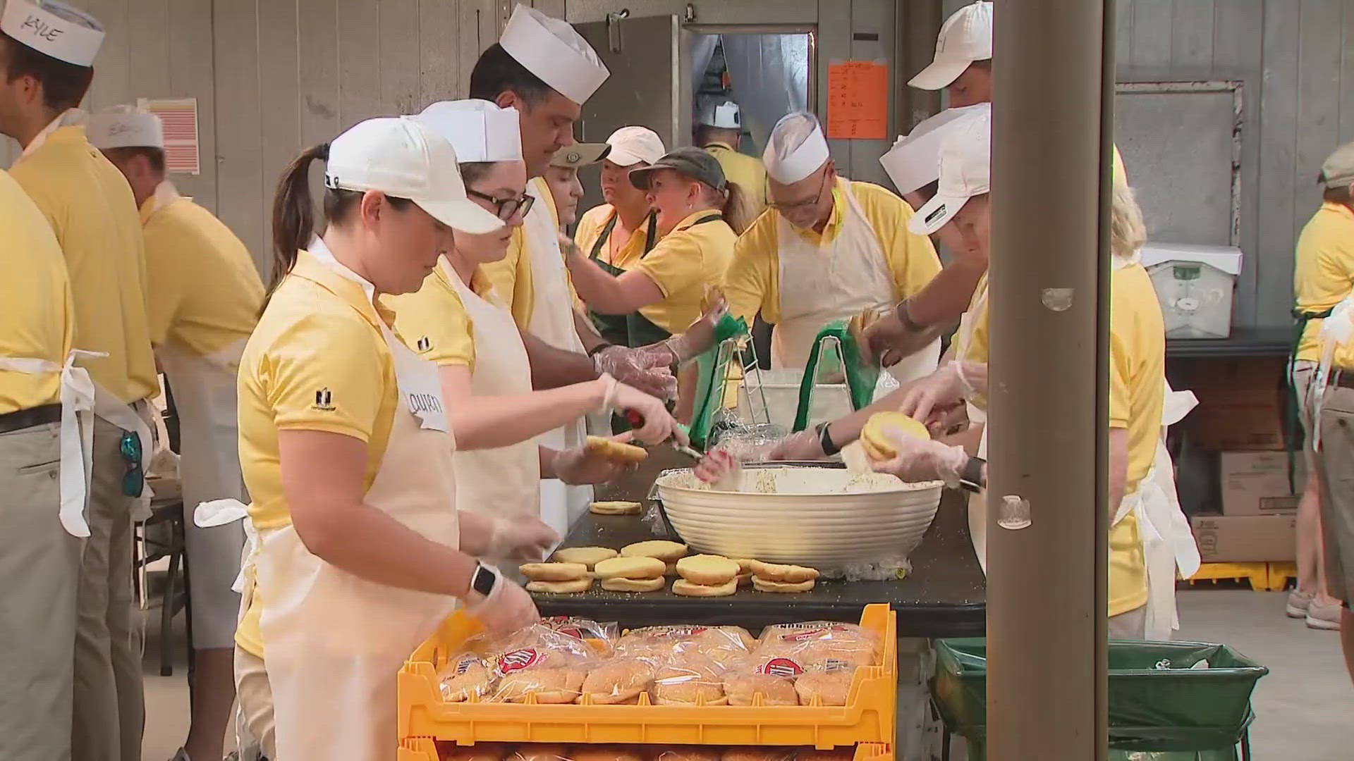 Dom Tiberi got an inside look at the "Henry Ford" style production line making all of the cold sandwiches eaten at The Tournament.