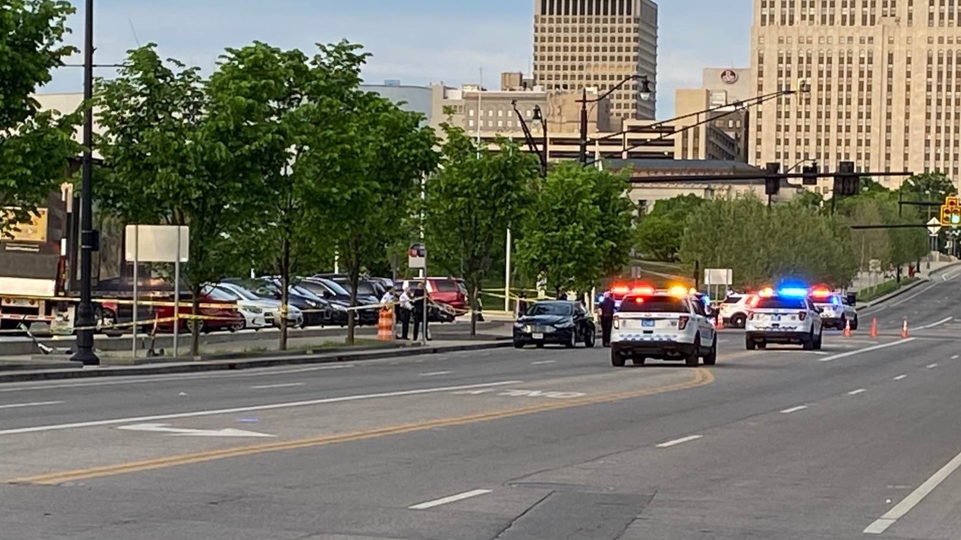 Police dispatchers said they received reports of shots fired near Genoa Park and the National Veterans Memorial and Museum around 7 p.m. Sunday