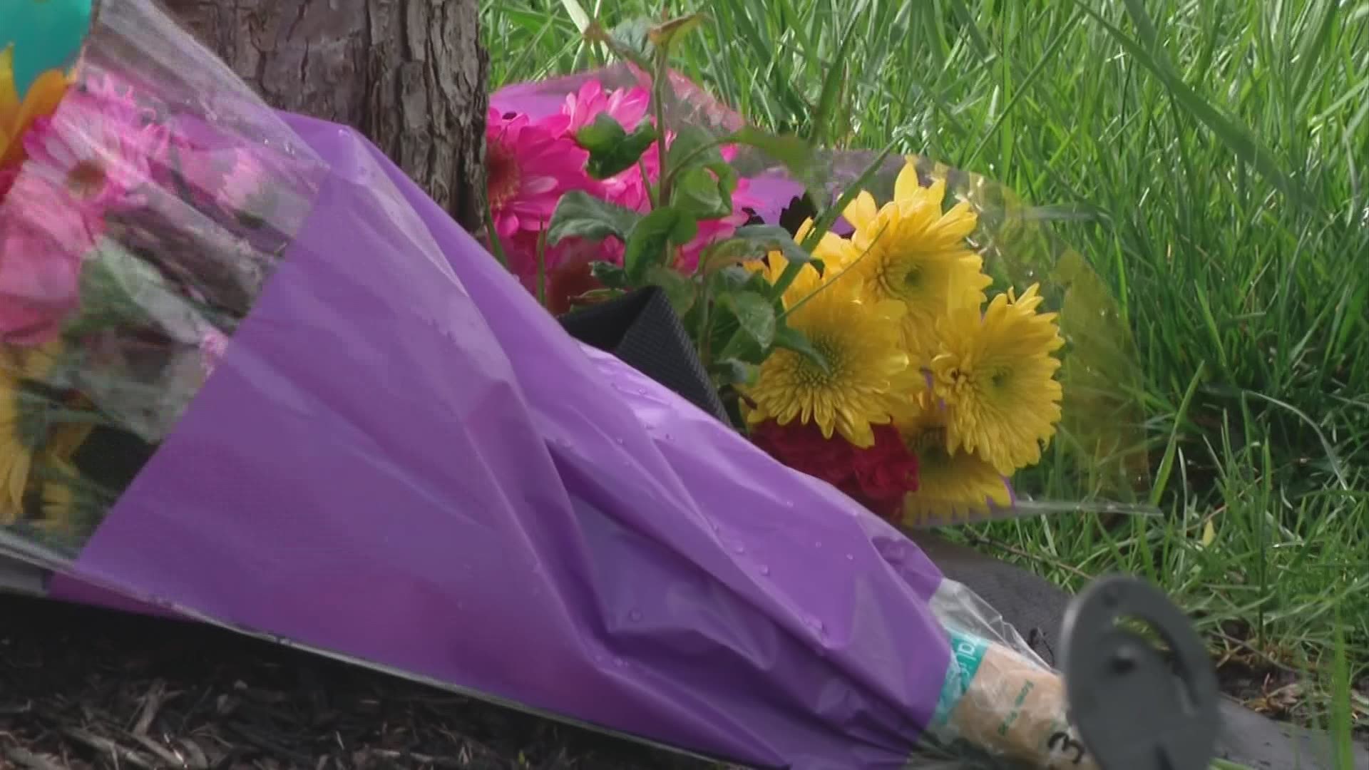 A memorial grows near the location where Ma'Khia Bryant was shot and killed by a Columbus Police officer.