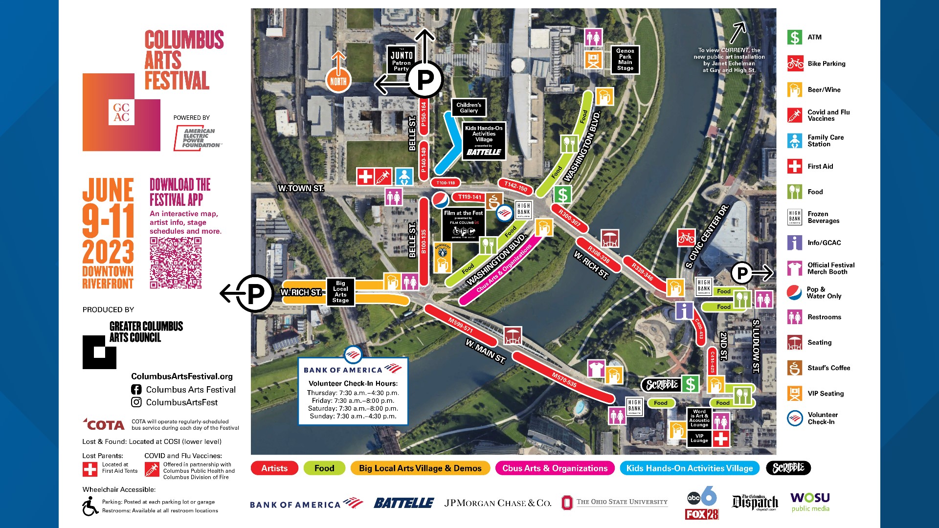 Patrons will be able to park along the Scioto Mile and in surrounding garages.