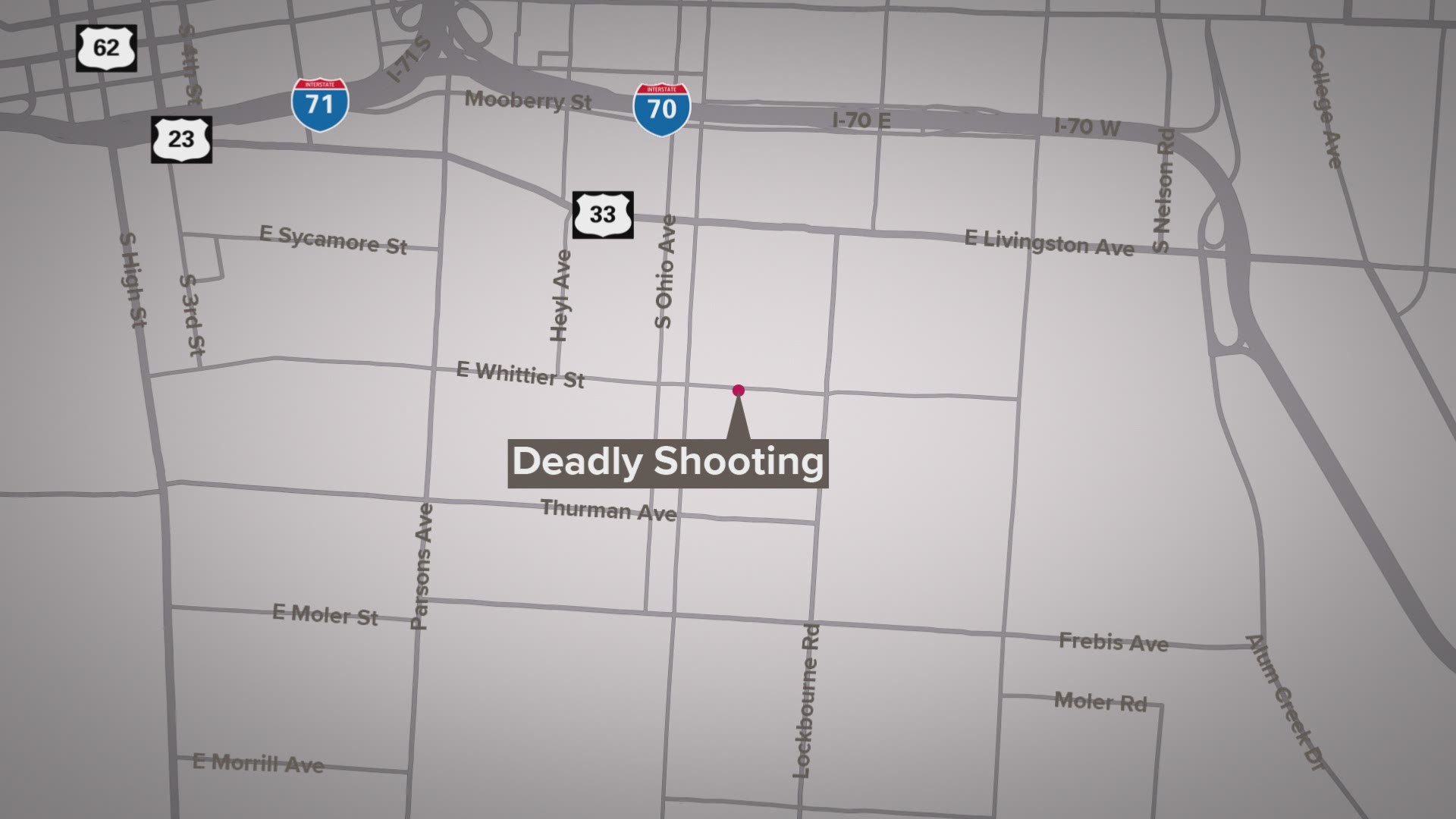 The shooting happened just after 12:20 a.m. at the intersection of East Whittier Street and Wilson Avenue.