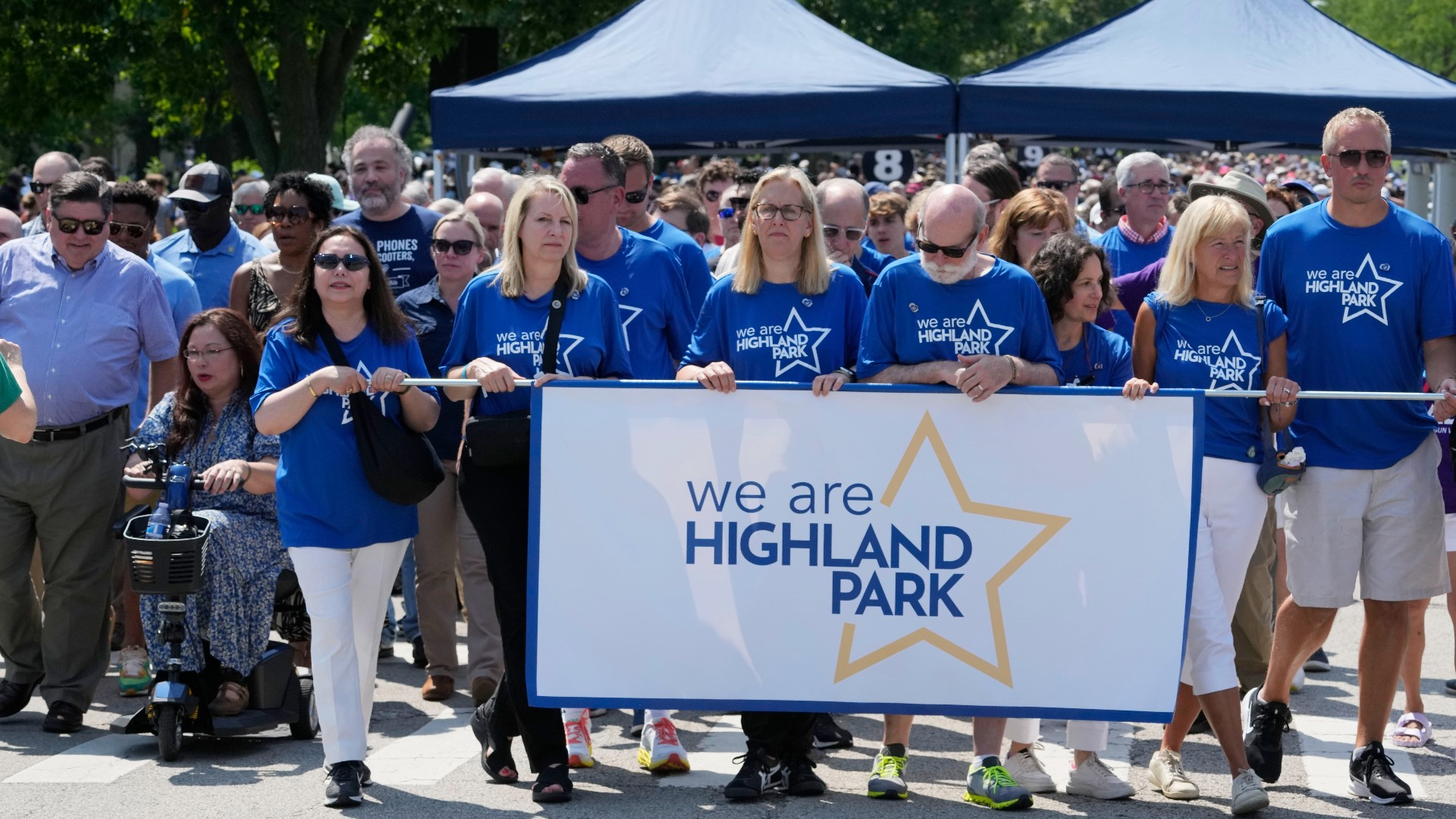 One year after a shooter terrorized July Fourth paradegoers in the Chicago suburb of Highland Park, community members gathered Tuesday to honor the seven people who