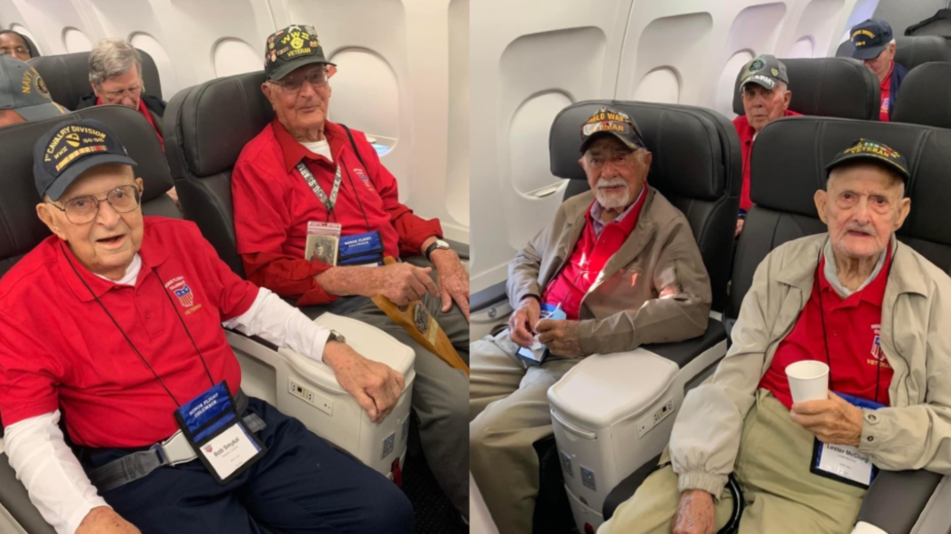 On board Thursday’s flight were WWII veterans Stanley Maybruck, Bob Smykal, Lester McClurg and Bob Morris.