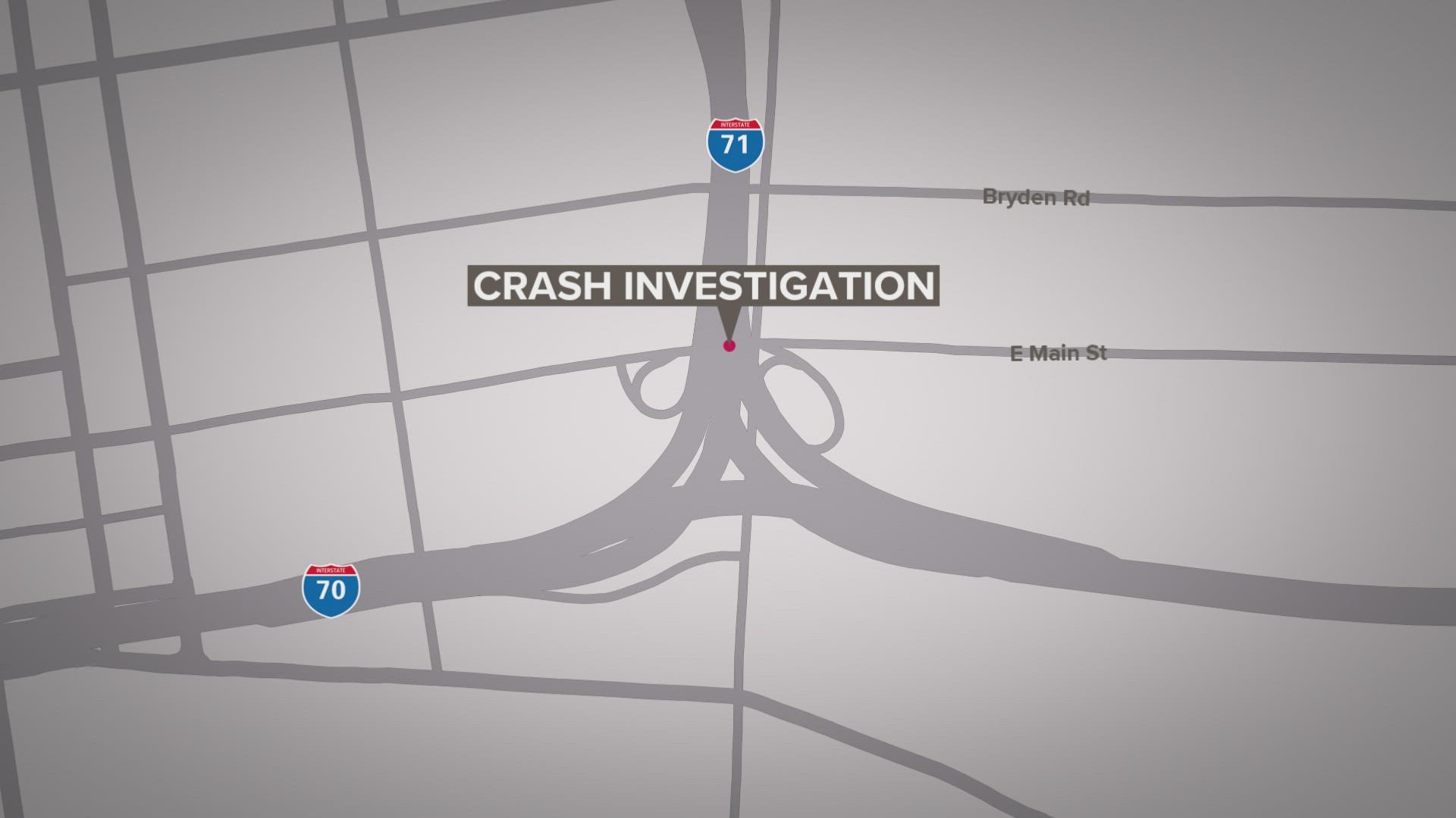 The crash happened just after 3:10 a.m. on Interstate 71 North at East Main Street.