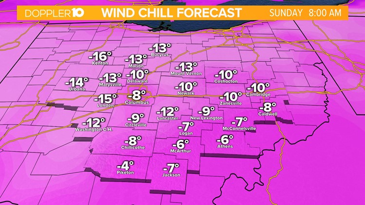 Sub-zero wind chills linger into Christmas Day