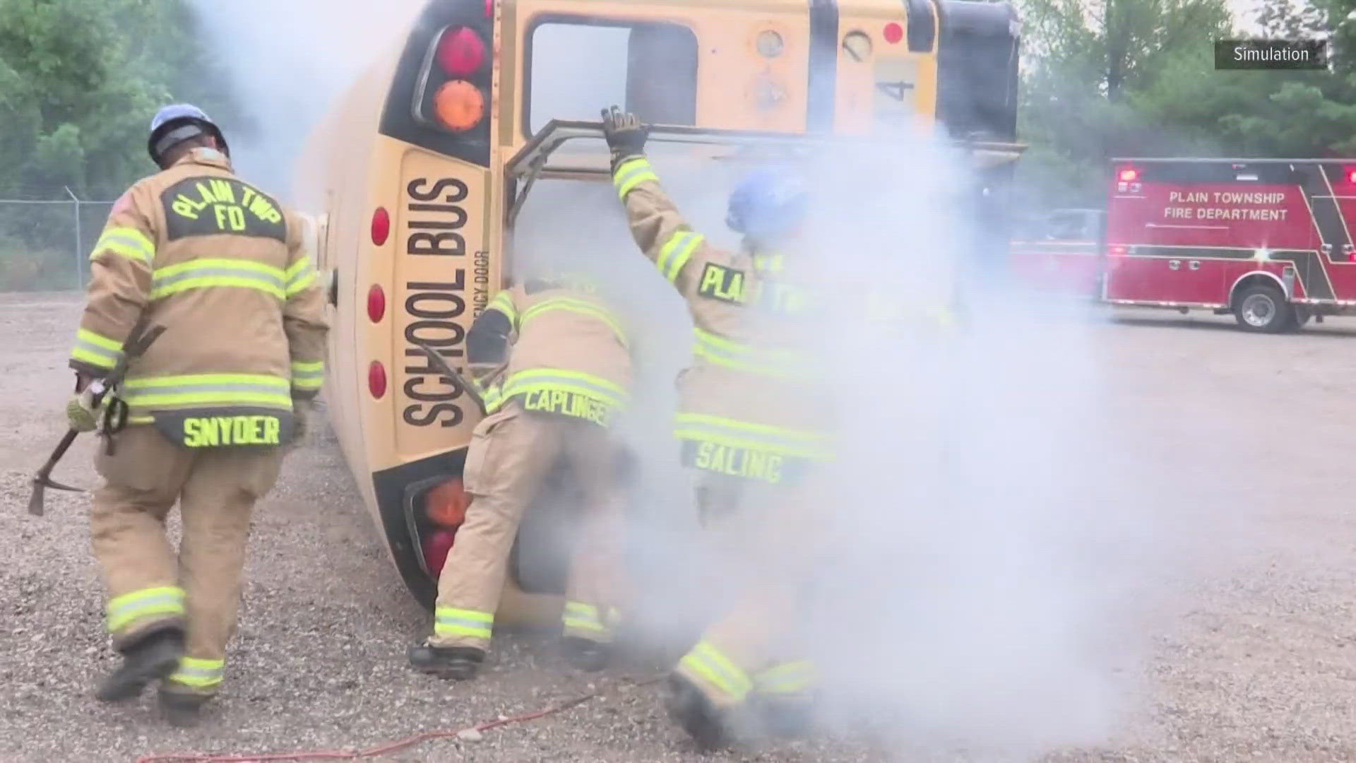 The training included firefighters, students and school bus drivers.