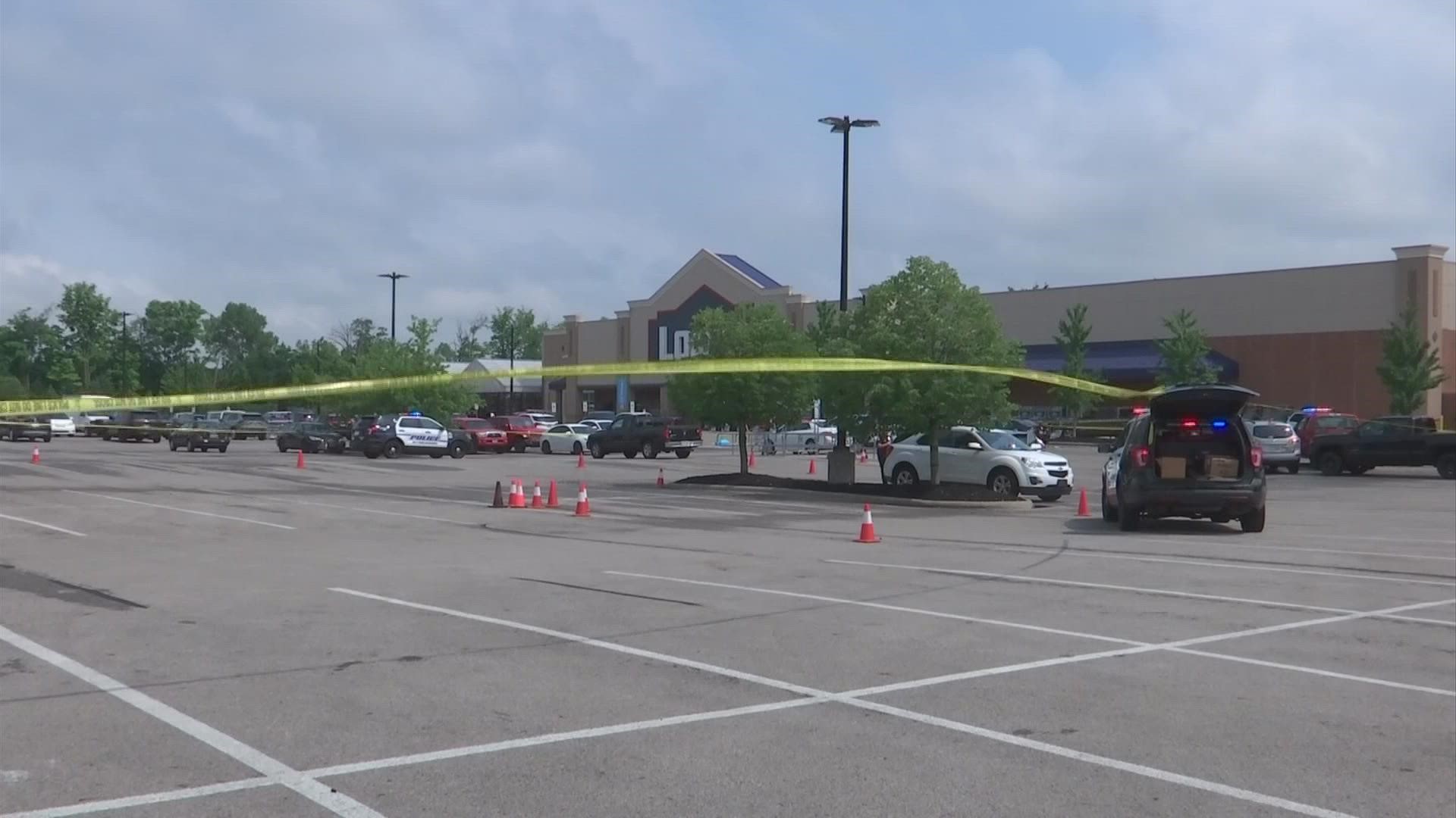 Police said there were multiple 911 calls about shots fired in the parking lot around 2:40 p.m.